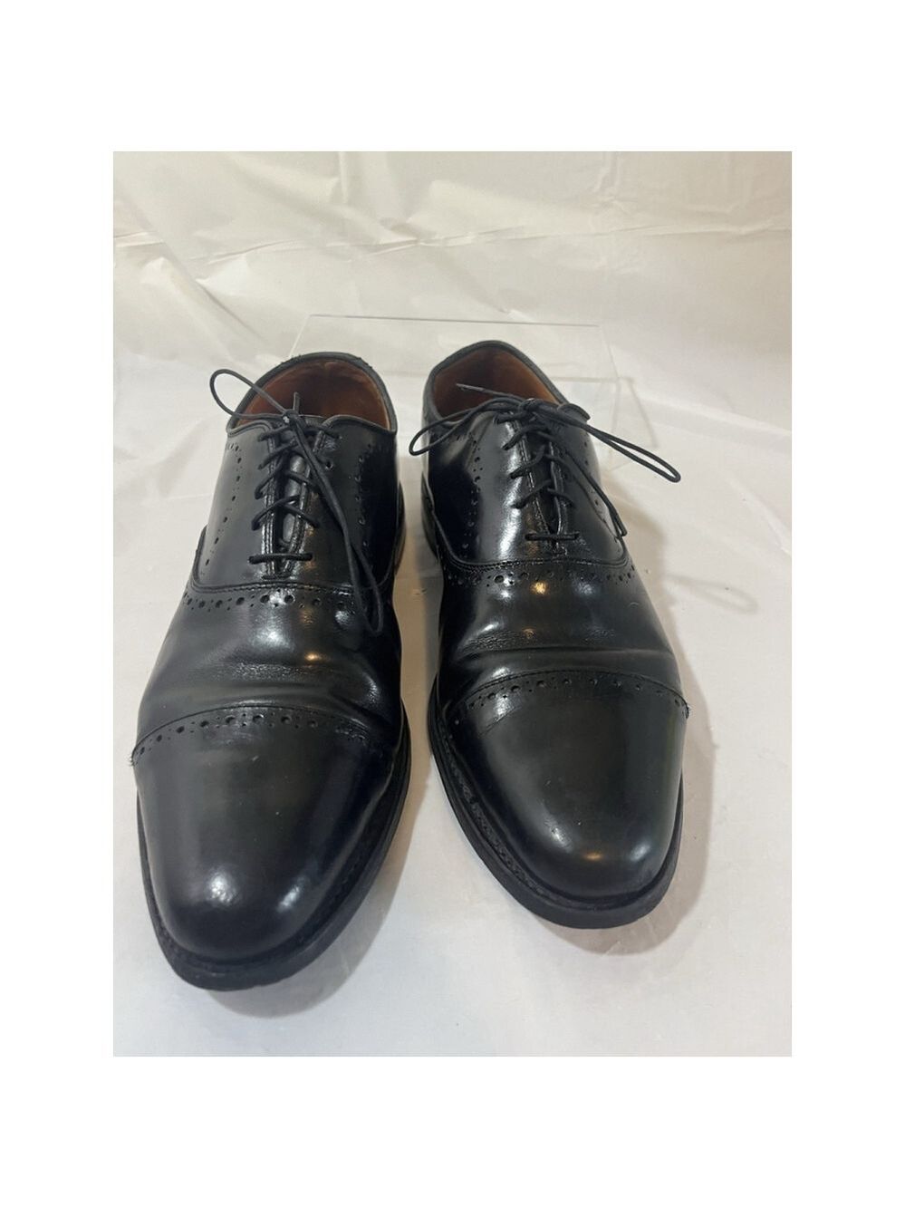 Allen Edmonds 9.5 B Mens Dress Shoes Hale Black Leather Brocade Oxfords ($425) - Picture 15 of 15